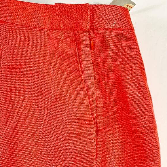 Talbots Pants Womens 6P Coral 100% Irish Linen Lined Side Zip Creased Front Corp - Picture 7 of 15
